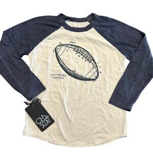 NWT Chaser Football Graphic Long Sleeve Baseball Tee, Blue/White, Boys Size 6